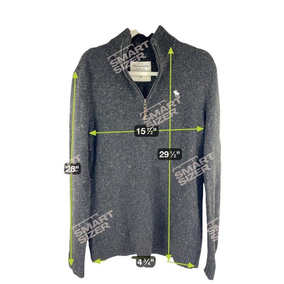 Abercrombie & Fitch Mens Half-Zip Sweater M Wool Blend Black Ribbed Pullover - Picture 5 of 6